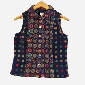 Vintage Y2K Christopher & Banks Rainbow Dot Vest Small Funky Retro‎ Small